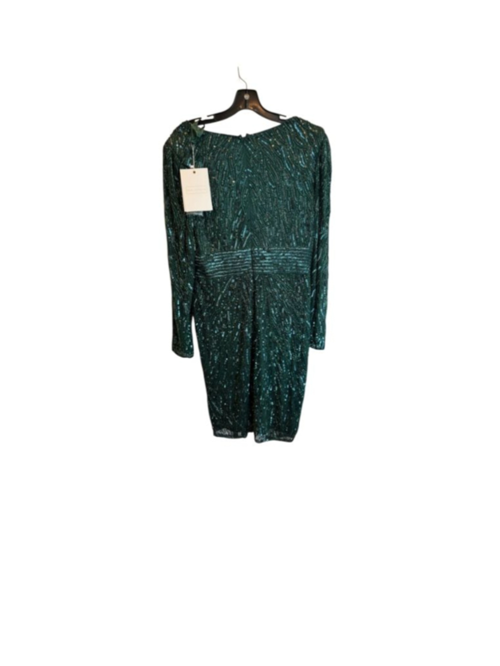 Mac Duggal Emerald Green Long Sleeve Sequin Dress Size 8 - Picture 7 of 8